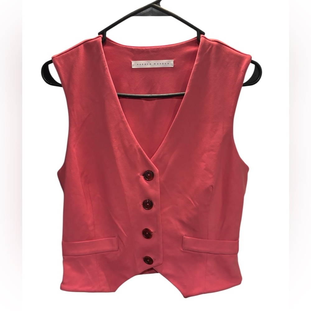 NWOT Susana Monaco Sample Button-up Vest Stretchy Pink Approx Size Small Sample